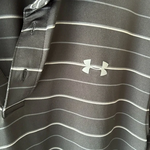 Under Armour Men's Polo with Black and Gray Stripes - Picture 2 of 5